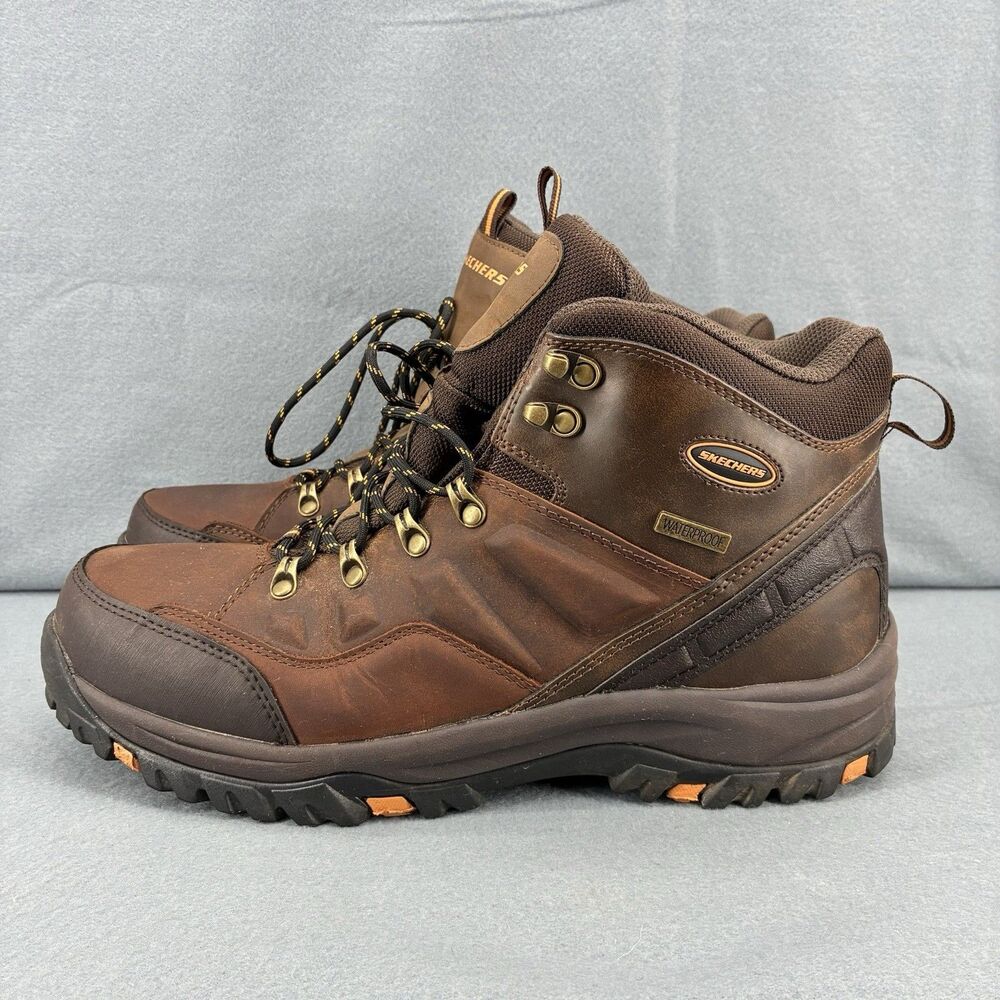Skechers Relment Traven 65529 Men’s 12 Brown Leather Waterproof Hiking Boots